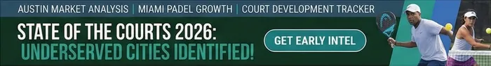 2026 State of the Courts report banner showing pickleball court infrastructure data across the US